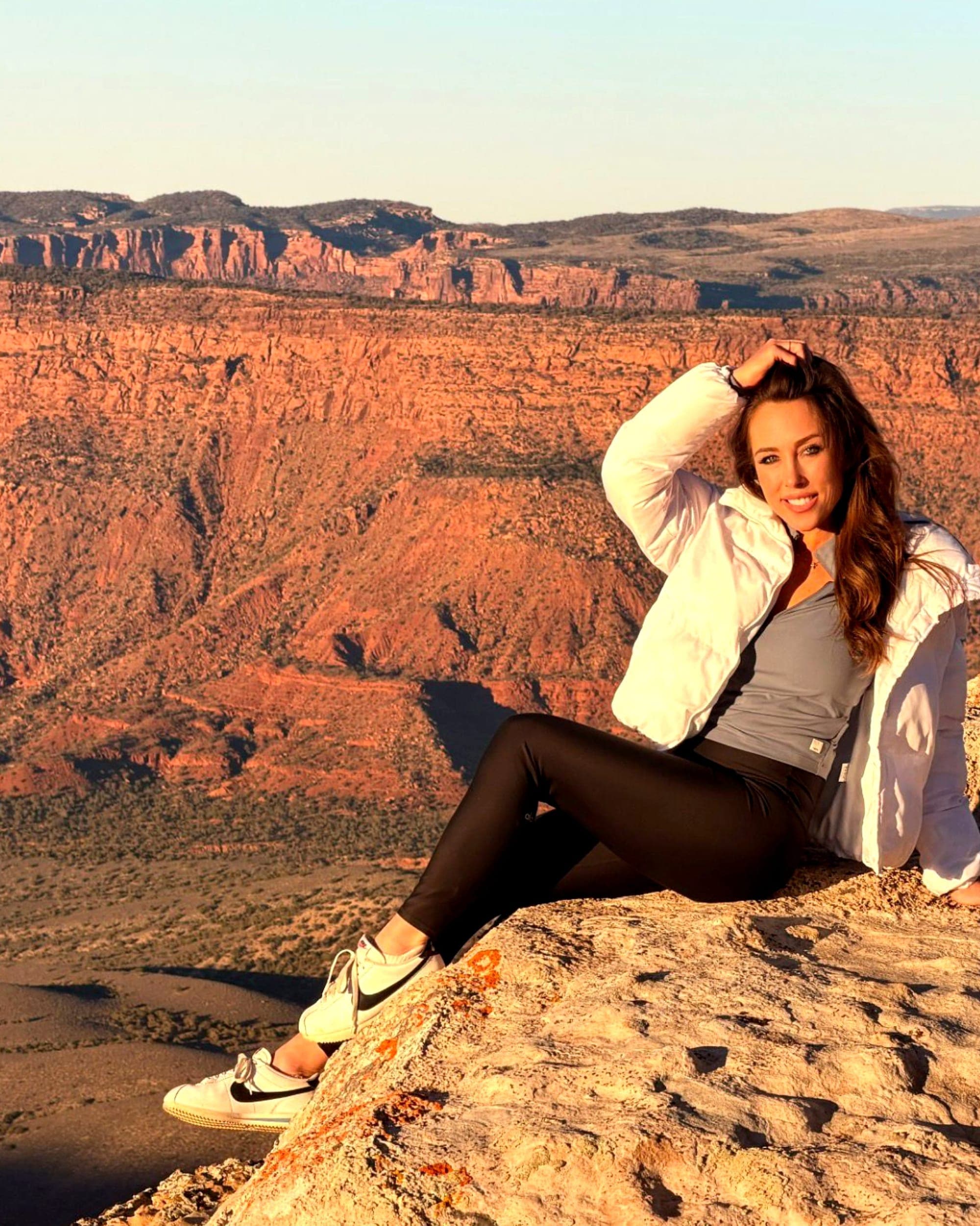 MJ Grace meditating at sunset